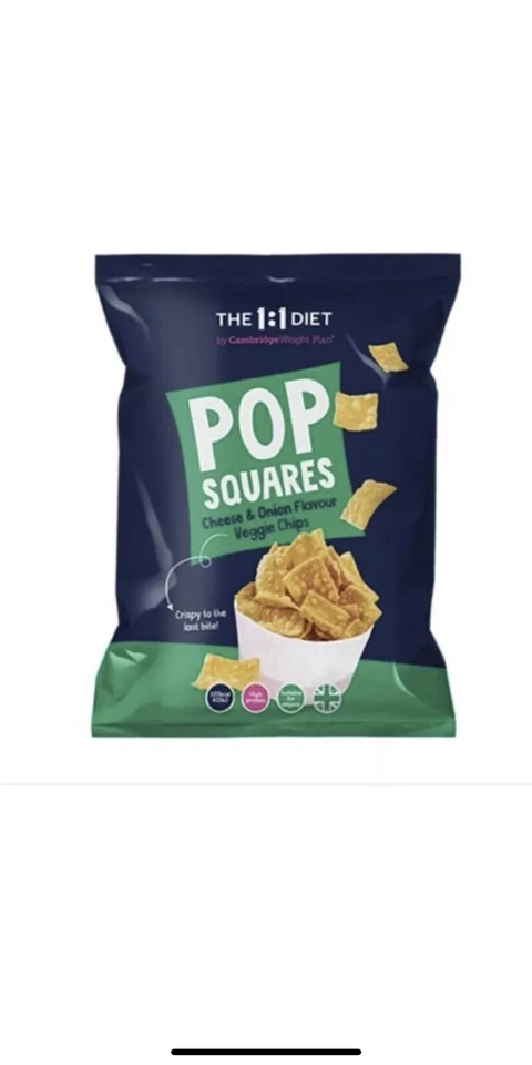 CAMBRIDGE DIET The 1:1 Weight Plan By CWP -Pop Squares x6 Cheese & Onion flavour