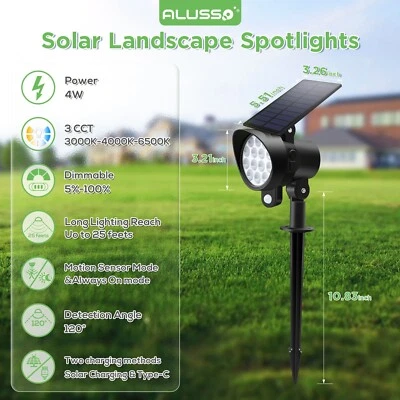 2-8 Pack Solar Spotlights Landscape Lights Outdoor Garden Pathway Lamps IP65 - Image 1 of 4