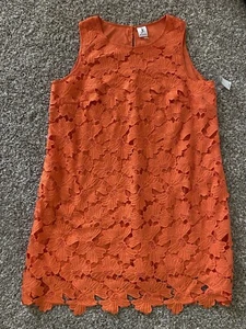 $178 Julia Jordan Orange Dress Sz 18 Floral Lace Shift Sleeveless Knee Length - Picture 1 of 8