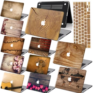 Classic Wood Rubberized Hard Case Key Cover For New Macbook Air Pro 13" 14" 16" - Picture 1 of 29