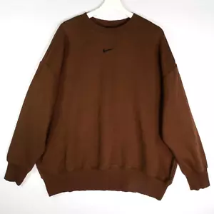 Vtg Y2k NIKE Embroidered Center Check Center Swoosh Logo Crewneck Brown Size XL - Picture 1 of 11