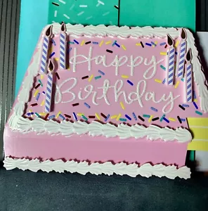 FREE SHIPPING @ $20!  Happy Birthday Card! Gorgeous Decorated Pink Cake! - Picture 1 of 6