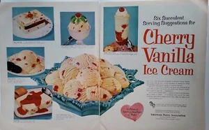1954 American dairy association cherry Vanilla Ice cream vintage ad - Picture 1 of 1