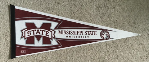 Mississippi State University NCAA Football Felt Collegiate Pennant Maroon, White Cover