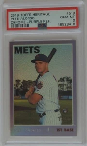 PSA 10 2019 TOPPS HERITAGE PETE ALONSO ROOKIE PURPLE CHROME REFRACTOR SP RC METS - Picture 1 of 2