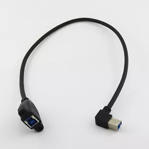 50cm USB 3.0 Type B Female Panel Mount to B Male Down Angle Plug Connector Cable - Picture 1 of 6