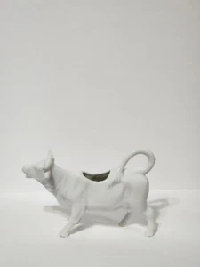 1498 Porcelain Cow with Horns Small Creamer or Milk Jug Germany Made Embossed - Picture 1 of 5