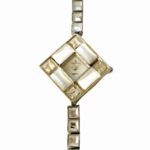 Art Deco Vintage Women's Watch Pearl Clear Crystal Stainless Steel Reymand Jewel - Bild 1 von 6