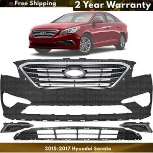 Front Bumper Cover Fascia & Grille Assembly Kit For 2015-2017 Hyundai Sonata - Picture 1 of 6