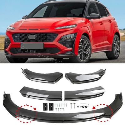 For Hyundai Kona 2018-2025 Carbon Fiber Style Front Bumper Lip Spoiler Splitter Foto 1 de 4