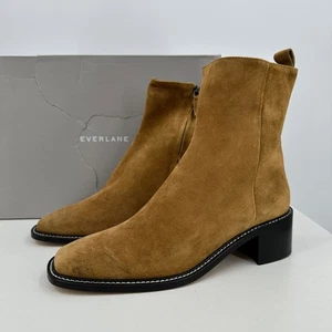 Bota Everlane The City Gamuza Almendra Tostada 8.5 Mujer Cremallera Lateral Tacón Bloque Tobillo - Imagen 1 de 15