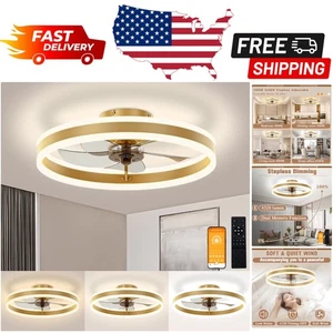 19.7-Inch Gold Bladeless Ceiling Fan with Dimmable Light & Remote Control - Picture 1 of 9