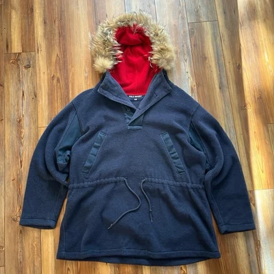 Parka polar deportiva polo vintage rara con capucha de piel de coyote M/L Foto 1 de 4