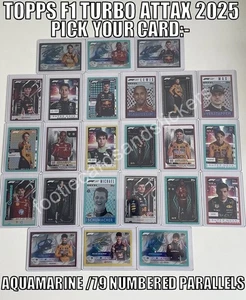 Topps F1 Turbo Attax 2025 AQUAMARINE FOIL PARALLEL NUMBERED /79 - Pick Your Card - Picture 1 of 109