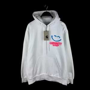 NWT! Carhartt WIP Happy Script Sweat Hoodie White Men’s Size M - Picture 1 of 10
