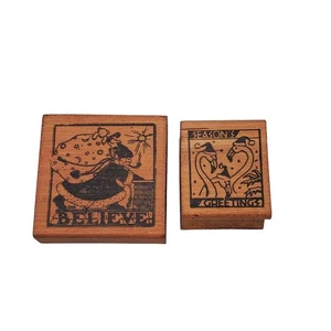 Vtg All Night Media Mary Engelbreit Believe Seasons Greetings Santa Rubber Stamp - Picture 1 of 13