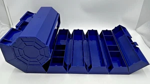 Vintage Blue Roll Up Folding Octagon Organizer Tackle Box Tools Arts & Crafts - Picture 1 of 11