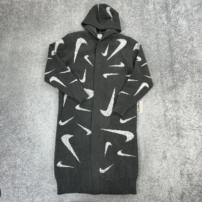 Nike Suéter Mujer XS Gris Swoosh Longline Cárdigan con Capucha Phoenix Acogedor Boucle Foto 1 de 4