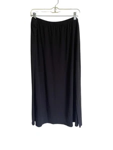 Eileen Fisher Black Pull On Maxi Skirt Side Slit Size XL Stretch Cotton Blend La - Picture 1 of 4