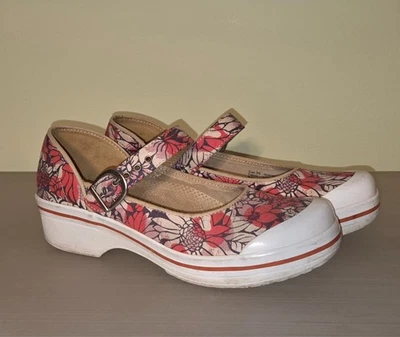 Zapatos Dansko Valerie Floral Mary Jane Para Mujer Talla 8.5-39 Vegano Rosa Lona Foto 1 de 4