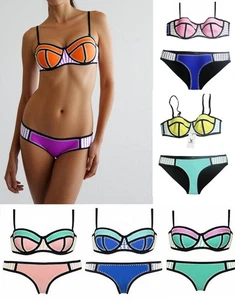 Neoprene Bikini Set Women's Sport Push-Up Top Wet Suit Quick Dry Surf Swimwear - Picture 1 of 36