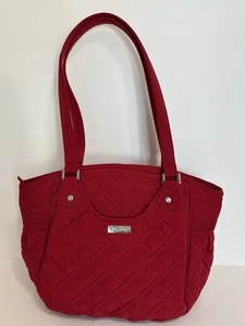 Vera Bradley Glenna Microfiber Double Handle Shoulder Bag Cardinal Red 15"x 11" - Picture 1 of 10