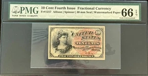 FR-1257 $0.10 Fouth Issue Fractional Currency - 10 Cents - Graded PMG 66 EPQ - Picture 1 of 2