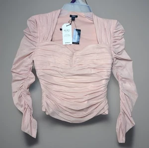 EXPRESS SMALL BODY CONTOUR COMPRESSION Blush RUCHED Fem & Fit Y2K TOP 90s NWT - Picture 1 of 7