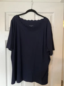 NWT Talbots Blue Cute Scalloped Sz 3x Cotton Blouse - Picture 1 of 2