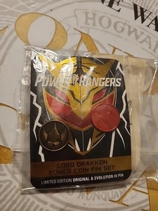 Mighty Morphin Power Rangers Lord Drakkon Power Coin Pin Set Green White Ranger - Picture 1 of 2