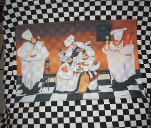 DELANTAL COMPLETO BLANCO Y NEGRO CON TRES COCINEROS - Imagen 1 de 1