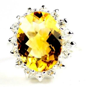 Anello di fidanzamento reale da donna in argento sterling 925, citrino, SR310 - Foto 1 di 5