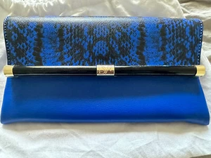 Diane Von Furstenberg 440 Envelope Blue Python Clutch - Picture 1 of 4