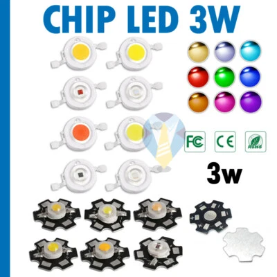 10 CHIP LED COB 3W VARI COLORI ALTA LUMINOSITA' 600mA 3.2-3.4V HOBBY MODELLISMO - Immagine 1 di 4