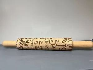 Engraved Wooden Rolling Pin With Embossed Text Design For Baking - Picture 1 of 4
