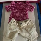 Build A Bear 2-piece Outfit Stretch Pink Top 🩷 Heart Pocket Shorts Bab Clothes