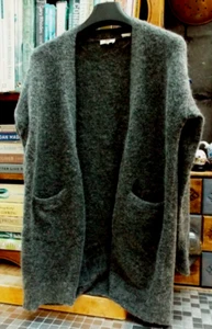 Levi's  Grey Mohair Blend Long Open Front Knit Cardigan Jacket Pockets ~ Size xs - Picture 1 of 9