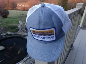 Vintage New Holland Agriculture Blue & White Mesh Trucker Hat AMERICA USA - Picture 1 of 5