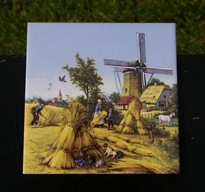 Delfter Ter Steege Holland Windmühle Welpenfarm Ziege 6 Zoll Wandbehang Kunstfliese - Bild 1 von 3