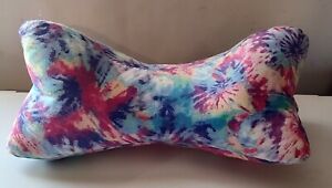 3 Sided Handmade Dog Bone Neck Pillow, WASHABLE - Multicolored Tie Dye Look