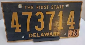 Gold on Blue Delaware License Plate 1978 Sticker - Picture 1 of 3