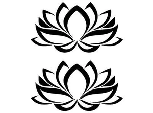 Lotus Flower 2 pcs 4 Inch Black Fused Glass Decals - Picture 1 of 1