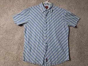 Tommy Hilfiger Shirt Medium M Mens Blue Yellow Striped Button Up - Picture 1 of 13