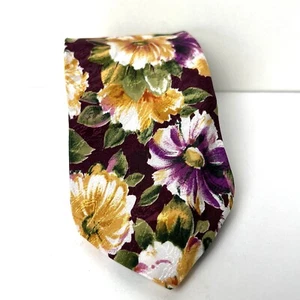 Cravatta collo uomo vintage Beekman Place floreale acquerello AOP art primavera made USA - Foto 1 di 9
