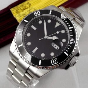 Reloj automático para hombre NH35A 43 mm cristal zafiro esfera negra estéril correa ostra - Imagen 1 de 8