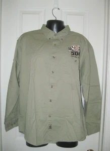 Men's Cracker Barrel Cotton Shirt Long Sleeve Year 2000 Beige Size Large - Picture 1 of 12