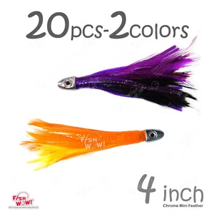 20 piezas 4" mini pluma 1/2 oz bala cromo cabeza trolling atún calamar falda 2 colores - Imagen 1 de 5