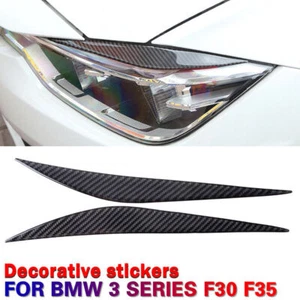 Carbon Fiber Headlight Eyebrows Eye Lid Sticker For BMW 3 Series F30 F35 - Picture 1 of 7