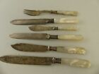 (Ref288ais) Antique Silver Collared And Mother Of Pearl Cutlery