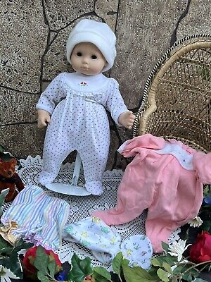 American Girl 15  Bitty Baby Doll Brown Hair Gray Eyes Tagged Clothing Lot Nice! • 20.51$